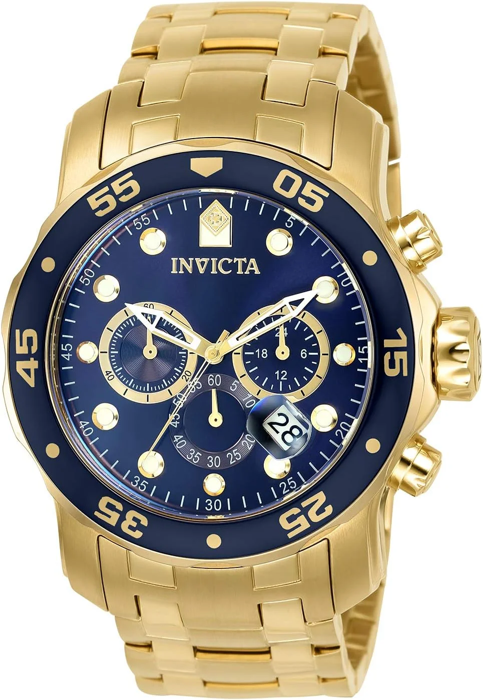 ساعت مچی مردانه اینویکتا 0073 Pro Diver Collection کرنوگراف با روکش طلای 18 عیار و بند فلزی
