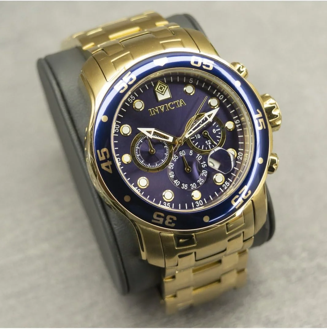 ساعت مچی مردانه اینویکتا 0073 Pro Diver Collection کرنوگراف با روکش طلای 18 عیار و بند فلزی ساعت مچی مردانه اینویکتا 0073 Pro Diver Collection کرنوگراف با روکش طلای 18 عیار و بند فلزی