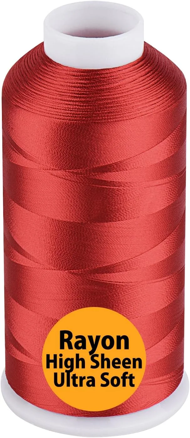 نخ گلدوزی ابریشم مصنوعی Simthread، 5500 یارد، 40wt 100% ویسکوز ابریشم مصنوعی برای ماشین های تجاری و خانگی - قرمز 1147
