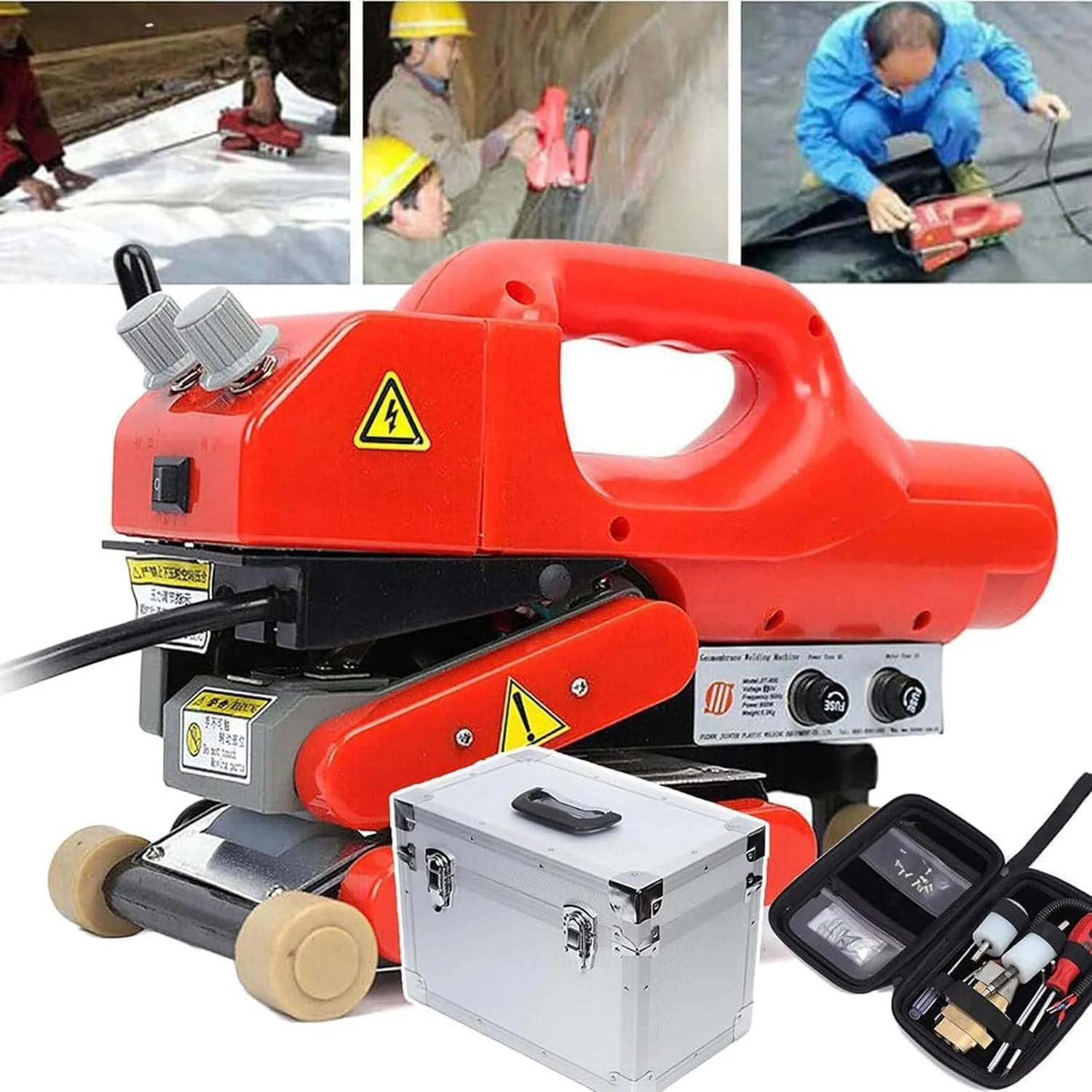دستگاه جوش ژئوممبران صعودی، دستگاه جوش گوه داغ HDPE 800 وات، دستگاه جوش ژئوممبران غشای پلاستیکی قدرتمند 32 تا 842 درجه فارنهایت، دستگاه جوش پوشش ژئوتکستایل، 10 سانتی متر