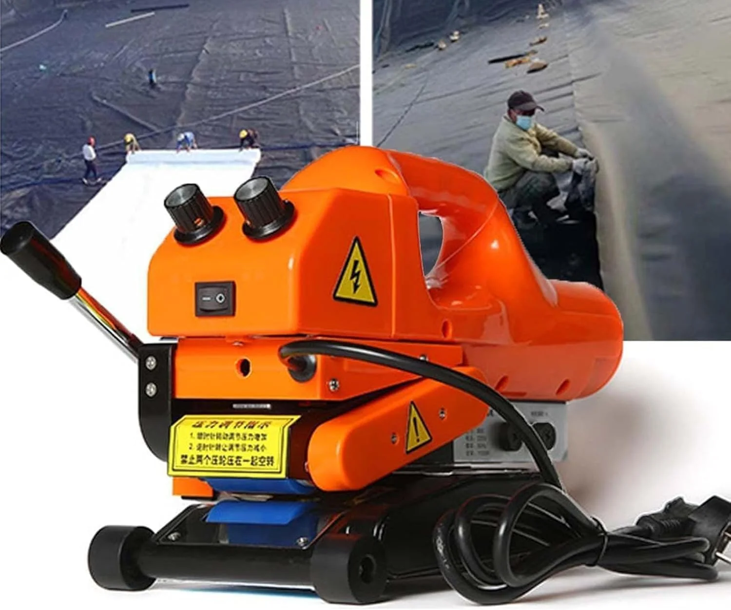 دستگاه جوش لبه داغ فیلم پلاستیکی برای فیلم PVC EVA PE HDPE PP، دستگاه جوشکاری ژئوممبران 1100 وات، راه حل جوشکاری رمپ (غلتک سیلیکونی 15 سانتی متری)