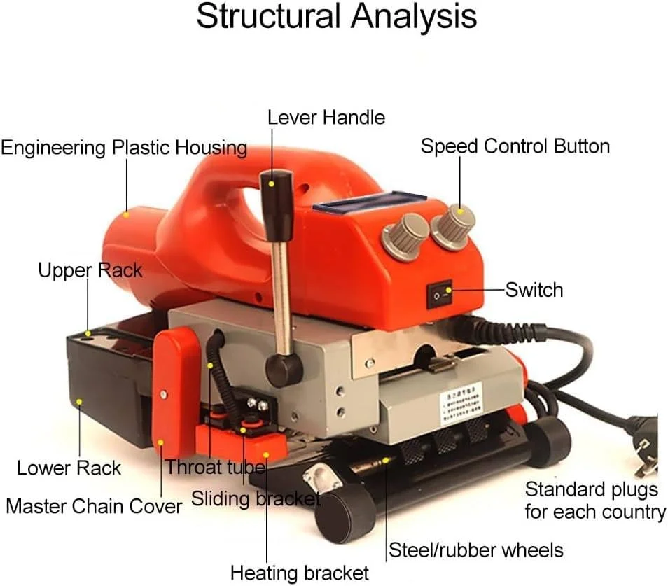 دستگاه جوش ژئوممبران 800 وات، دستگاه جوش لبه داغ غشای پلاستیکی برای جوشکاری و آب بندی فیلم های HDPE EVA PVC LDPE ECB PP با ضخامت 0.2-2.0 میلی متر