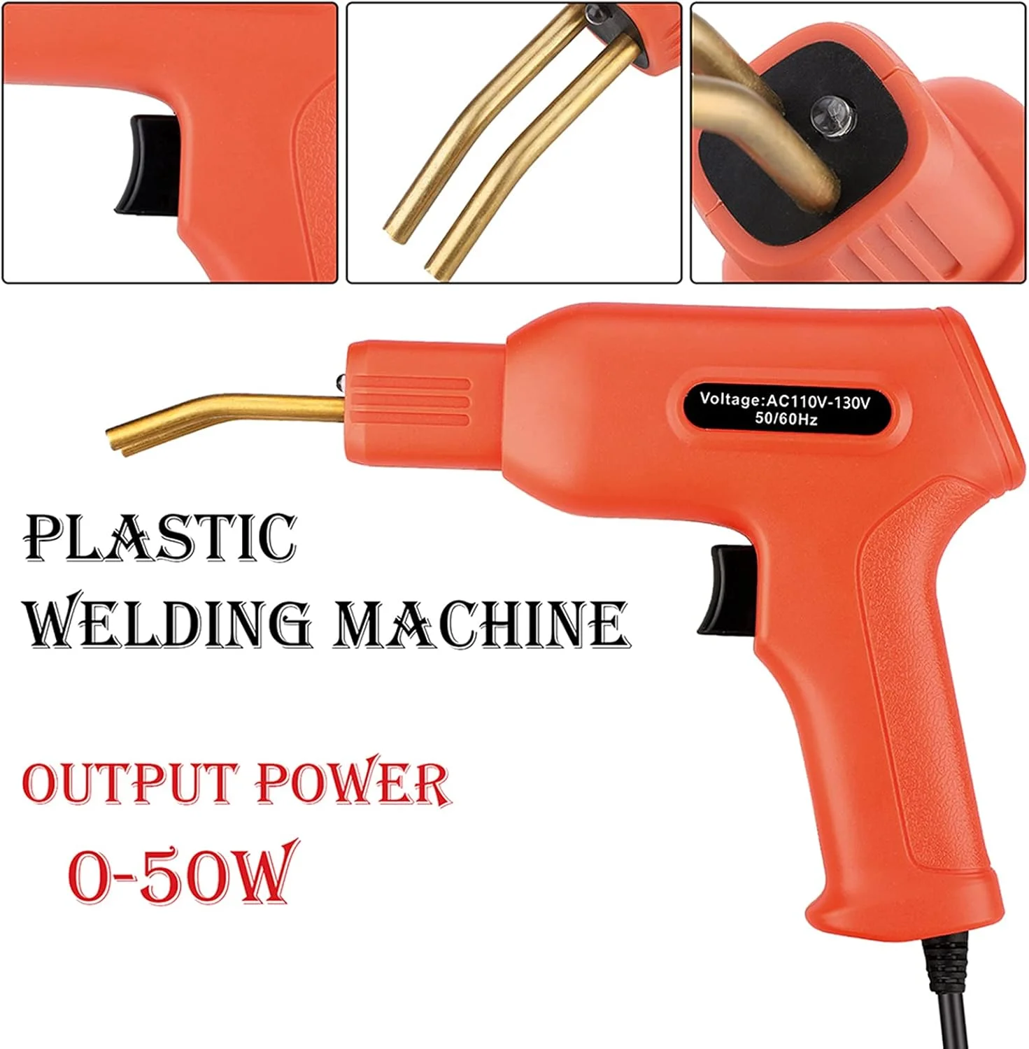 دستگاه جوش پلاستیک دستی PVC قابل حمل 50 وات، دستگاه تعمیر پلاستیک، منگنه داغ تعمیر سپر خودرو برای جوشکاری و لحیم کاری تعمیر پلاستیک، 220 ولت
