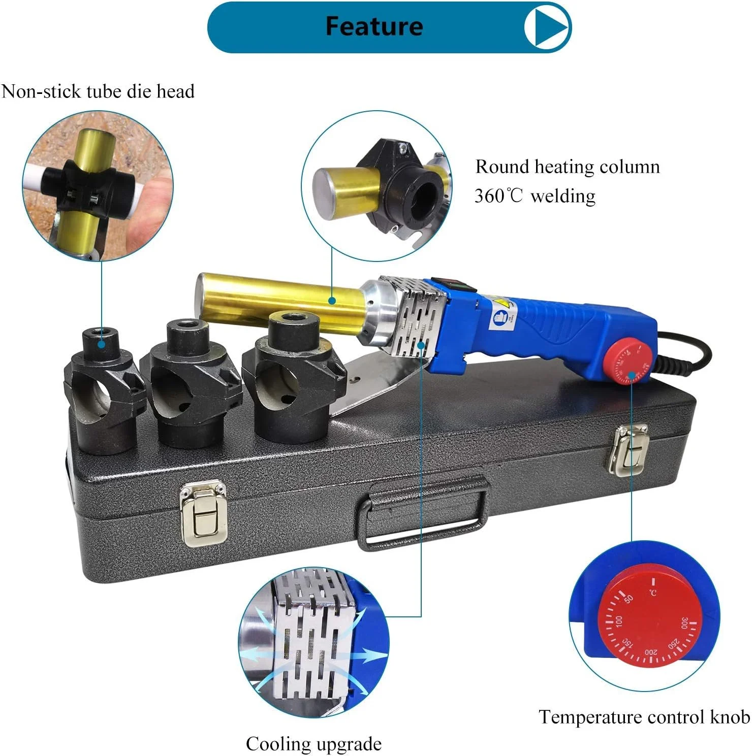 دستگاه جوش لوله GZDcjsc، دستگاه جوش لوله آب، دستگاه جوش پلاستیک ذوب داغ برای جوشکاری لوله های 20-32 PPR/PE/PP، فیوز مسی 800 وات 220 ولت