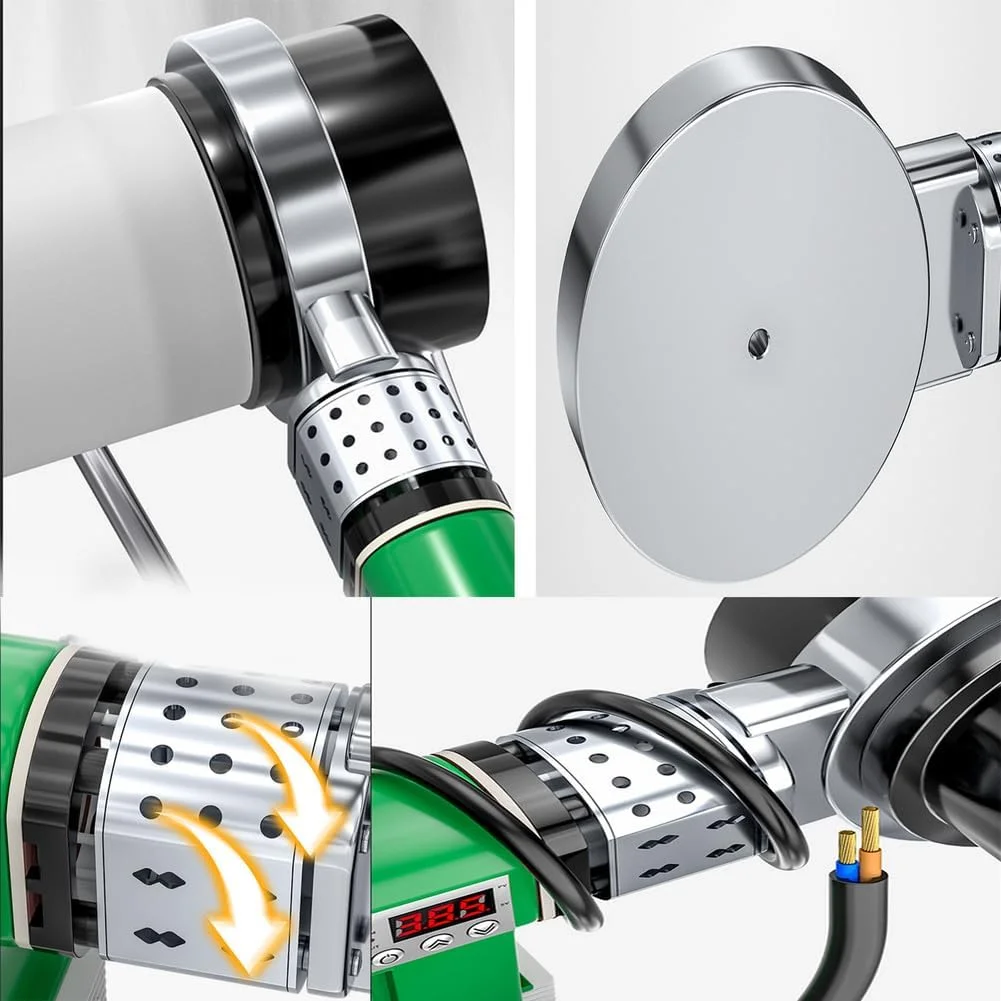 دستگاه جوش لوله ذوب داغ با نمایشگر دیجیتال 2000 وات، جوشکار لوله آب PPR قابل حمل 220 ولت 75-110 میلی متر با نمایشگر دیجیتال مناسب برای جوشکاری لوله های پلاستیکی