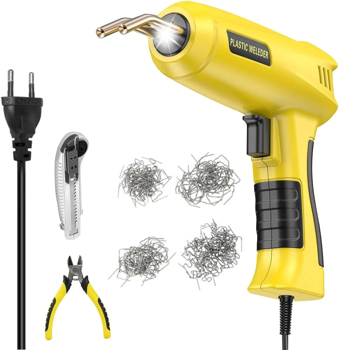 دستگاه جوش پلاستیک Serplex® 200W، کیت منگنه گرم، تفنگ جوش پلاستیک با چراغ، کیت تعمیر سپر خودرو با 200 عدد منگنه، دستگاه جوش پلاستیک و تفنگ لحیم کاری، کیت تعمیر پلاستیک