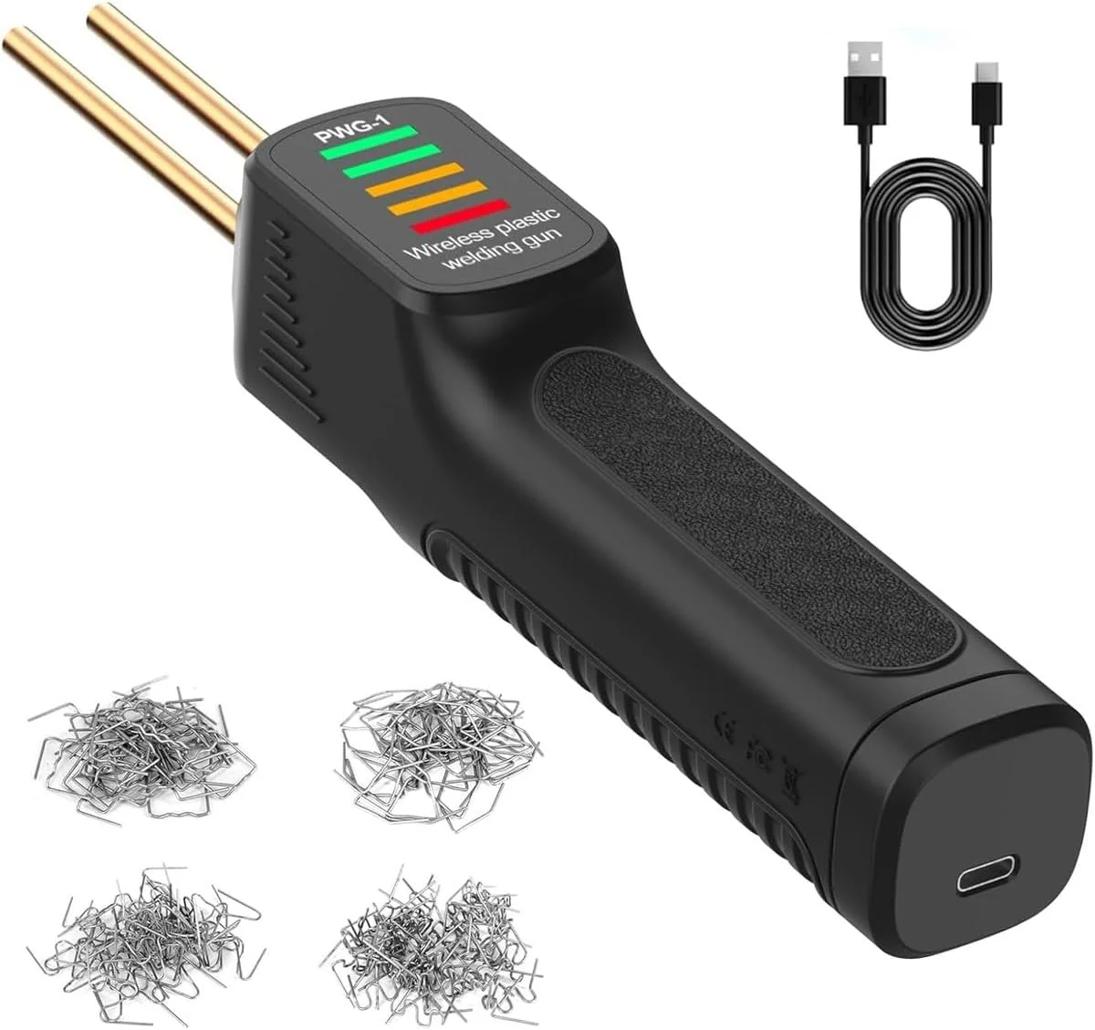 کیت جوش پلاستیک بی سیم UBCEOPLK، ست جوشکاری پلاستیک دستی قابل شارژ USB با 200 عدد منگنه، دستگاه جوش مینی قابل حمل 2600mAh، برای تعمیر سپر خودرو