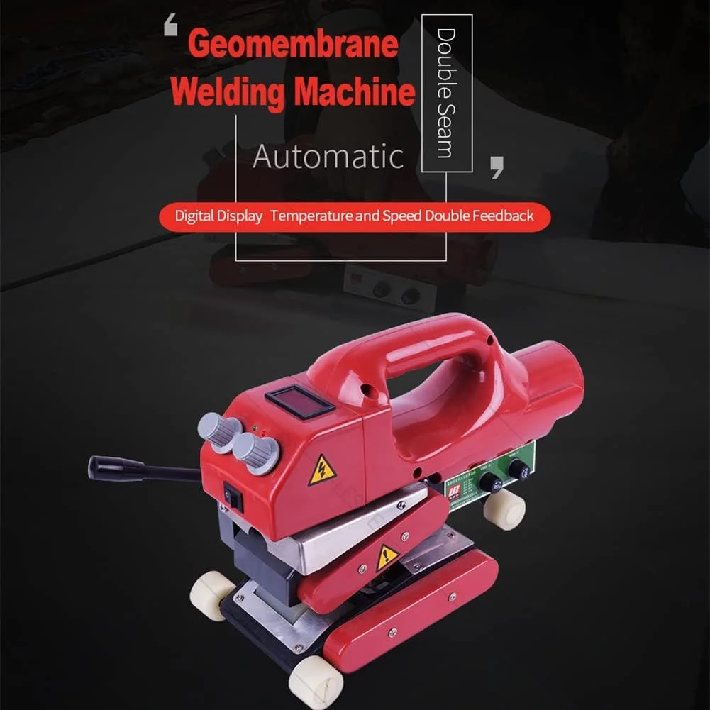دستگاه جوش ژئوممبران MaxtiL 800W، دستگاه جوش لبه داغ غشاء پلاستیکی برای جوشکاری و آب بندی فیلم های HDPE EVA PVC با ضخامت 0.2-1.5 میلی متر، عرض جوش 12.5mmx2، دارای صفحه نمایش دیجیتال