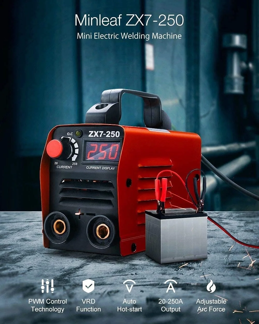 دستگاه جوشکاری برقی کوچک OXPMFY 250A با نمایشگر دیجیتال قابل حمل MMA ARC DC اینورتر پلاستیکی برای کارهای جوشکاری DIY