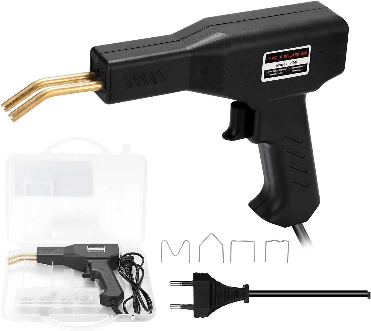 دستگاه جوش پلاستیک Shandongmt با منگنه ابزار گاراژ دستگاه منگنه گرم منگنه PVC دستگاه تعمیر پلاستیک تعمیر سپر خودرو جوشکار دستی کیت جوشکار (رنگ: مشکی 2)