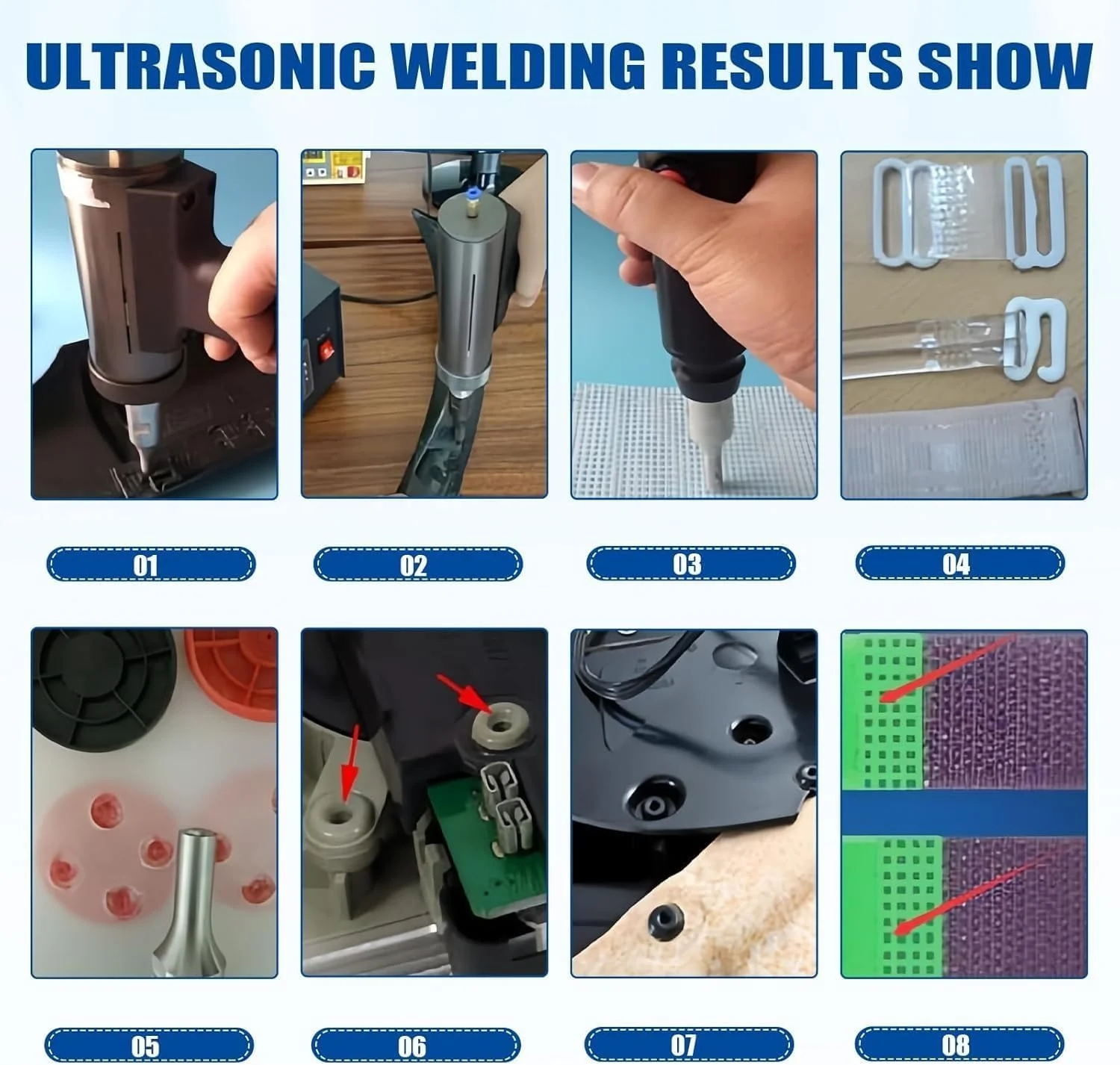 دستگاه جوش نقطه ای پلاستیک اولتراسونیک دستی 28 کیلوهرتز با 10 عدد سری جوش، دستگاه جوش نقطه ای قابل حمل برای ABS/PP/PE