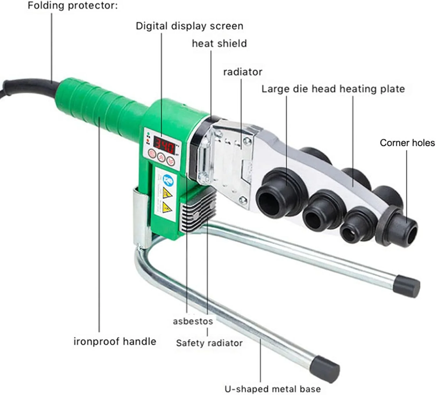 دستگاه جوش لوله آب دیجیتال WRQzxcv 1500W، ابزار تعمیر لوله آب PPR/PE/PP، تعمیر نشتی ها و سوراخ ها، قطعات جوش پلاستیکی لوله