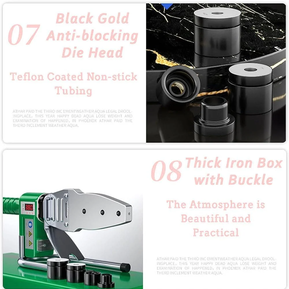 دستگاه جوش لوله HYQNG 1600W، جوشکار لوله پلاستیکی، دستگاه ذوب گرم لوله، جوشکار فیوژن لوله، کنترل دمای دیجیتال، اتلاف حرارت دوگانه، برای لوله های (20-63 میلی متر) Pe/Ppr/Pb/Hdpe