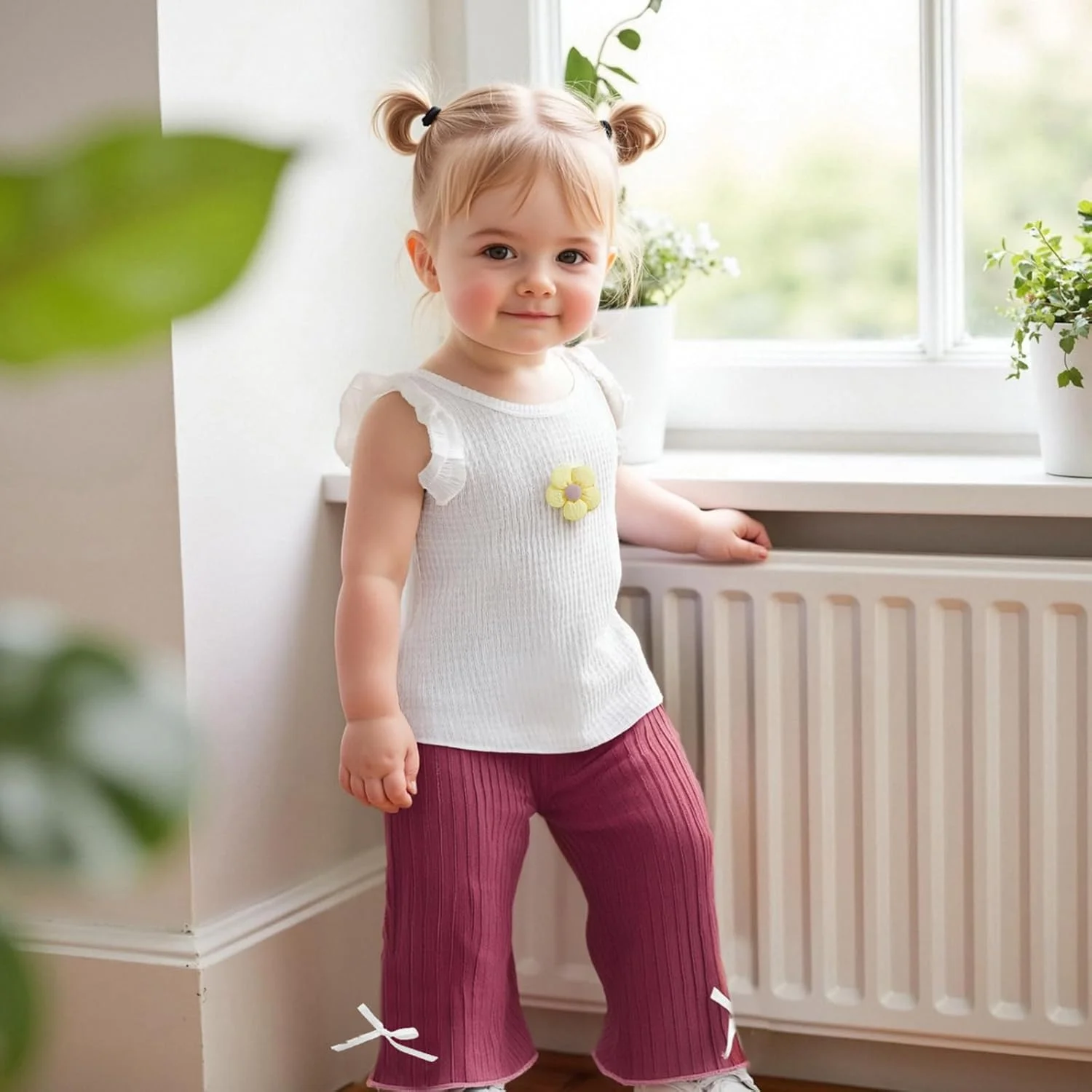 ست لباس تابستانی دخترانه و پسرانه، تاپ بدون آستین چیندار + شلوار پاپیونی، مناسب برای 6، 12، 18، 24 ماهگی و 2، 3، 4 سال ست لباس تابستانی دخترانه و پسرانه، تاپ بدون آستین چیندار + شلوار پاپیونی، مناسب برای 6، 12، 18، 24 ماهگی و 2، 3، 4 سال