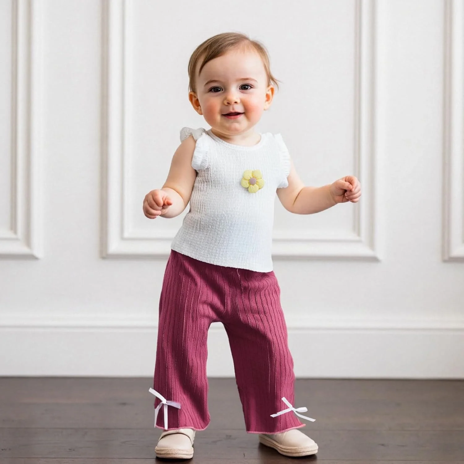 ست لباس تابستانی دخترانه و پسرانه، تاپ بدون آستین چیندار + شلوار پاپیونی، مناسب برای 6، 12، 18، 24 ماهگی و 2، 3، 4 سال ست لباس تابستانی دخترانه و پسرانه، تاپ بدون آستین چیندار + شلوار پاپیونی، مناسب برای 6، 12، 18، 24 ماهگی و 2، 3، 4 سال