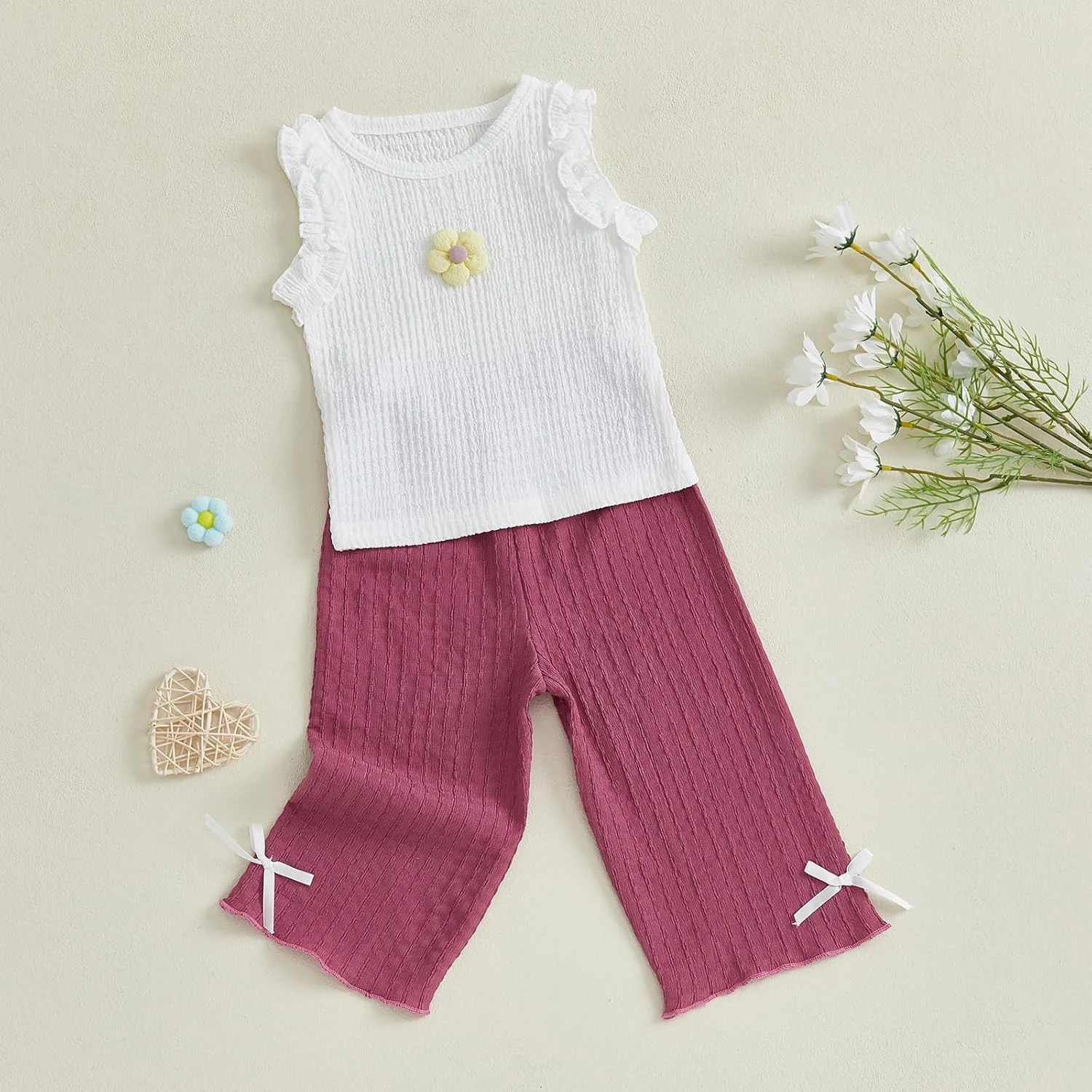 ست لباس تابستانی دخترانه و پسرانه، تاپ بدون آستین چیندار + شلوار پاپیونی، مناسب برای 6، 12، 18، 24 ماهگی و 2، 3، 4 سال ست لباس تابستانی دخترانه و پسرانه، تاپ بدون آستین چیندار + شلوار پاپیونی، مناسب برای 6، 12، 18، 24 ماهگی و 2، 3، 4 سال