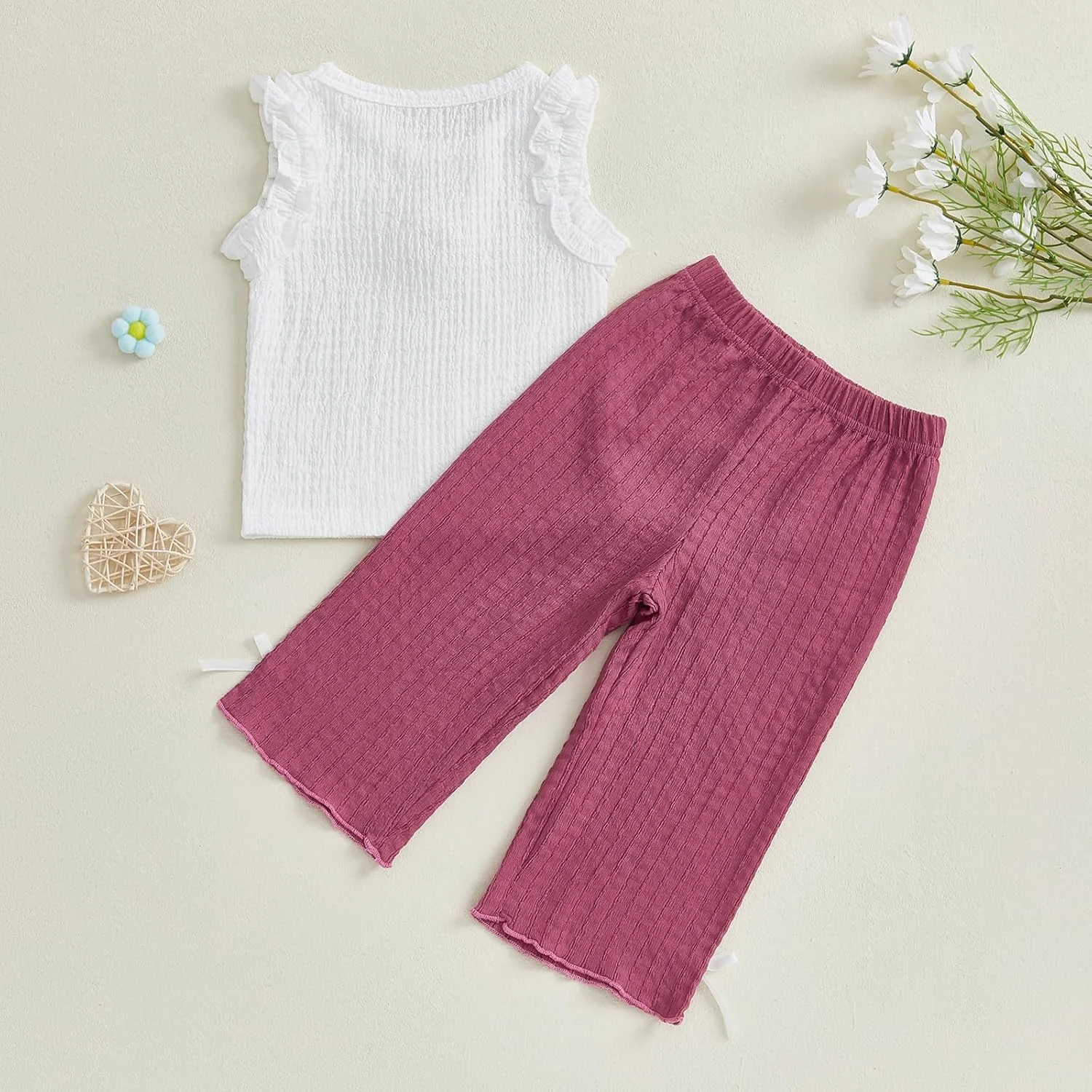 ست لباس تابستانی دخترانه و پسرانه، تاپ بدون آستین چیندار + شلوار پاپیونی، مناسب برای 6، 12، 18، 24 ماهگی و 2، 3، 4 سال ست لباس تابستانی دخترانه و پسرانه، تاپ بدون آستین چیندار + شلوار پاپیونی، مناسب برای 6، 12، 18، 24 ماهگی و 2، 3، 4 سال