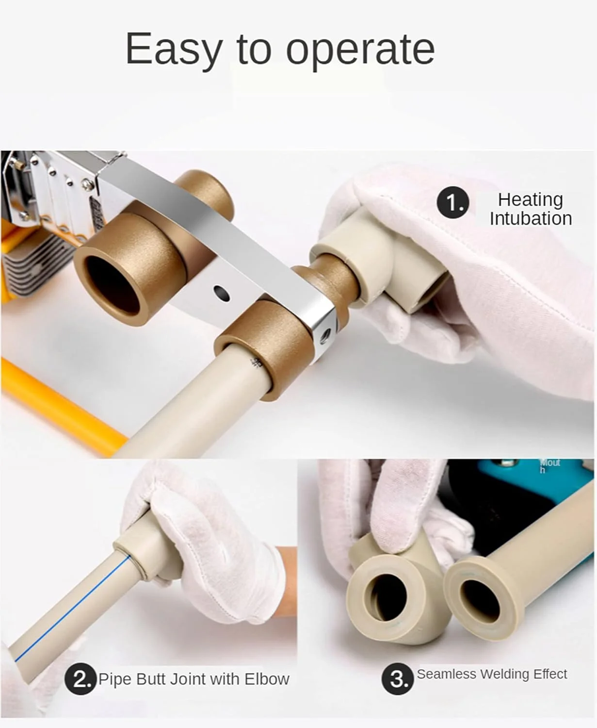 دستگاه ذوب داغ 1000 وات MZEER، دستگاه جوش پلاستیک ذوب داغ لوله آب مهندسی آب و برق با سر قالب Zeenyi