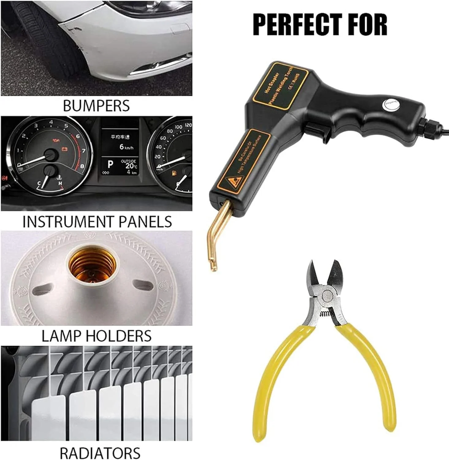 دستگاه جوش پلاستیک منگنه داغ 50 وات، کیت تعمیر سپر خودرو، انبر، منگنه های تخت/گوشه بیرونی/گوشه داخلی/موجی، دستگاه تعمیر جوشکاری، جوشکار، جوشکار منگنه حرارتی داغ، ابزار تعمیر