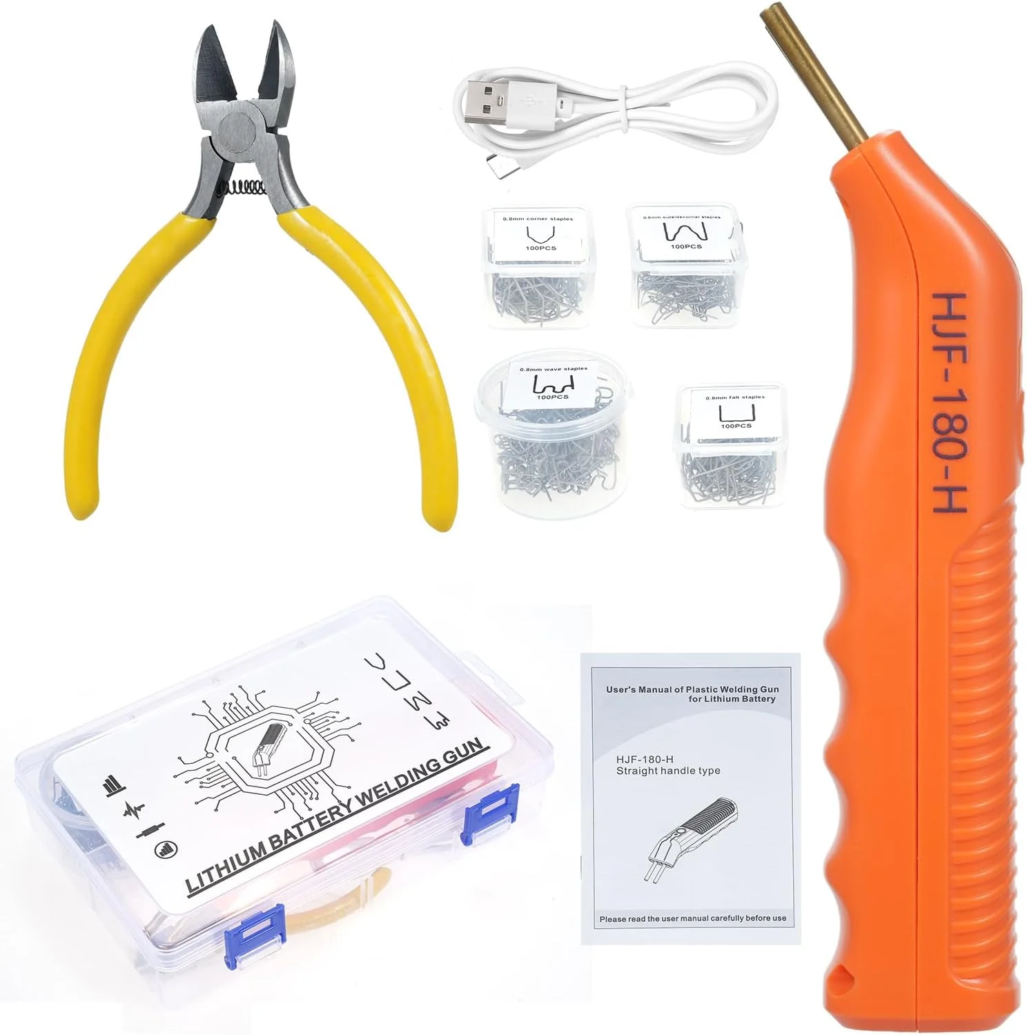 دستگاه جوش پلاستیک USB Labymos، کیت جوش پلاستیک بی سیم با 400 عدد منگنه گرم، کیت منگنه گرم، دستگاه جوشکاری تعمیر ترک با چراغ LED برای تعمیر پلاستیک سپر خودرو