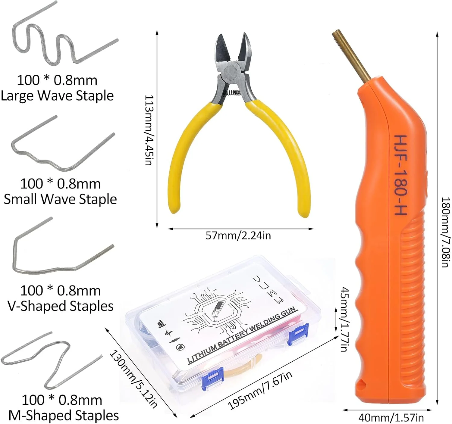 دستگاه جوش پلاستیک USB Labymos، کیت جوش پلاستیک بی سیم با 400 عدد منگنه گرم، کیت منگنه گرم، دستگاه جوشکاری تعمیر ترک با چراغ LED برای تعمیر پلاستیک سپر خودرو
