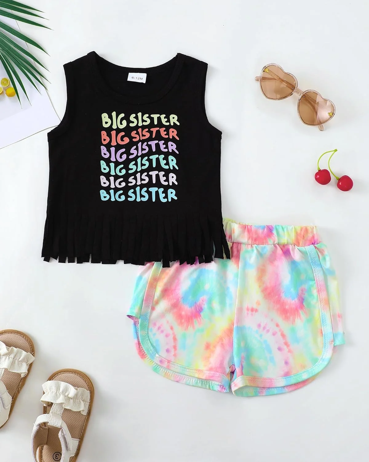 Mikrdoo لباس دخترانه نوزاد لباس تابستانی دخترانه تاپ بدون آستین منگوله دار و شورت ست لباس غیر رسمی