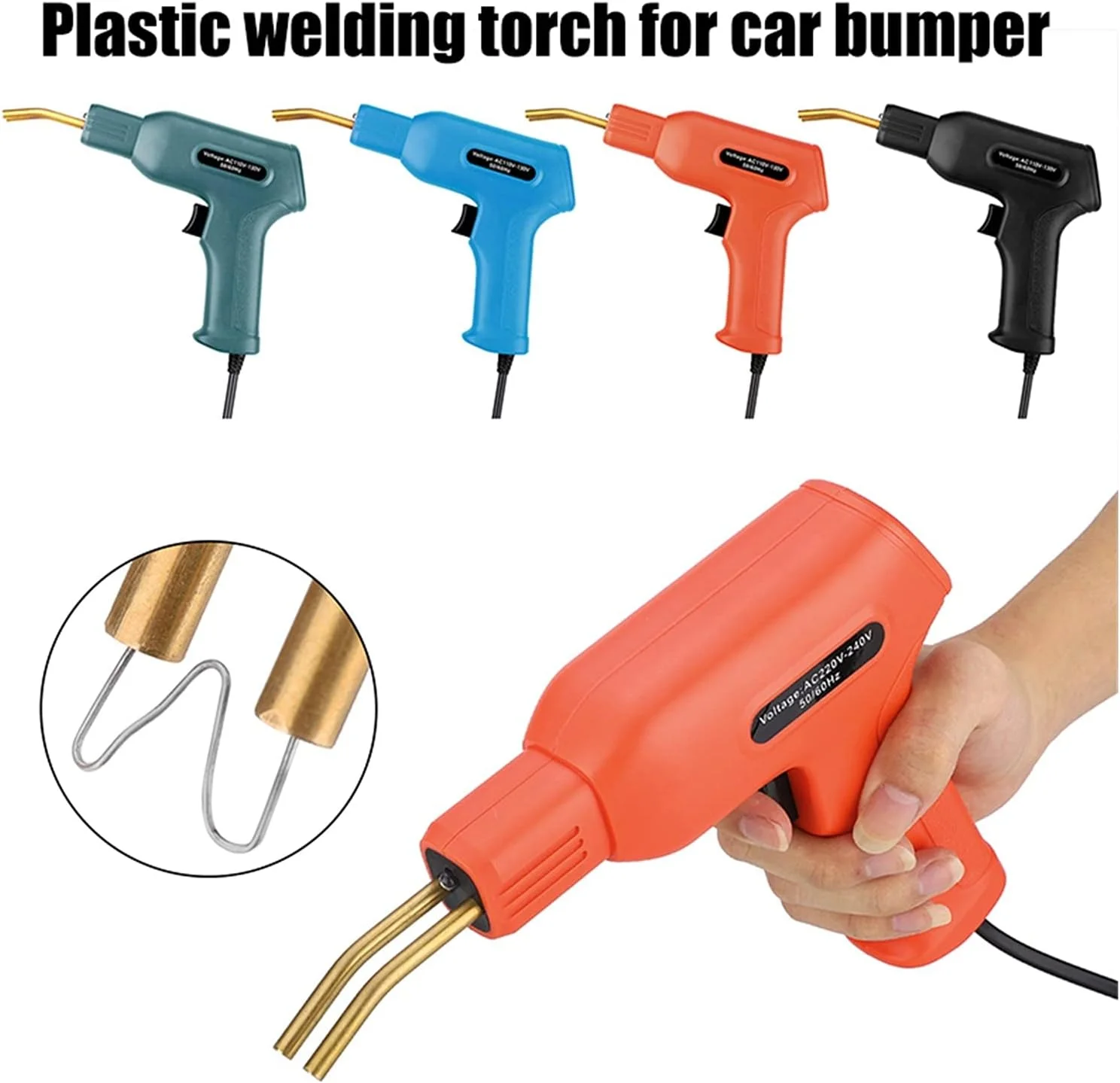 ابزار جوش پلاستیک دستی، دستگاه منگنه داغ، منگنه، دستگاه تعمیر پلاستیک PVC، کیت جوشکار منگنه داغ تعمیر سپر خودرو (رنگ: مشکی)