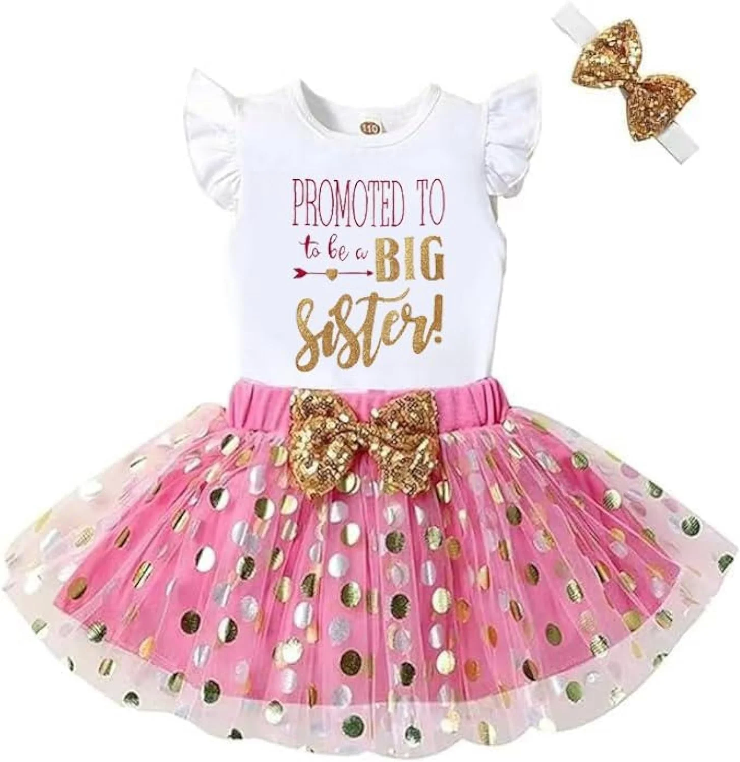 LYQTloml لباس خواهر بزرگتر دخترانه بچه گانه، تی شرت آستین بلند، تاپ رکابی، دامن توتو توری خالدار 2 تکه LYQTloml لباس خواهر بزرگتر دخترانه بچه گانه، تی شرت آستین بلند، تاپ رکابی، دامن توتو توری خالدار 2 تکه