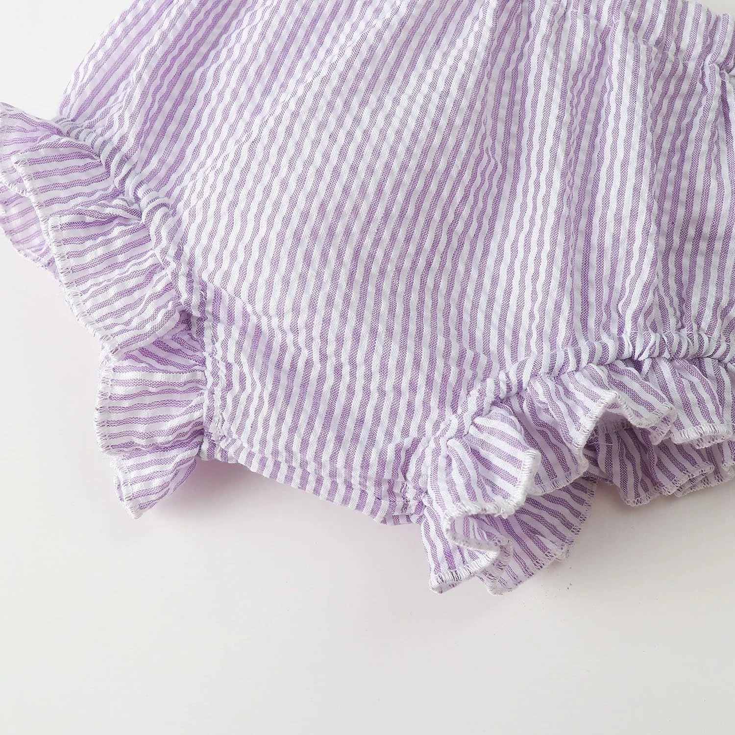 LYSINK ست لباس نوزادی دخترانه راه راه بدون آستین با تاپ رکابی پاپیونی و شورت، لباس تابستانی زیبا برای نوزاد دختر 0-18 ماه LYSINK ست لباس نوزادی دخترانه راه راه بدون آستین با تاپ رکابی پاپیونی و شورت، لباس تابستانی زیبا برای نوزاد دختر 0-18 ماه