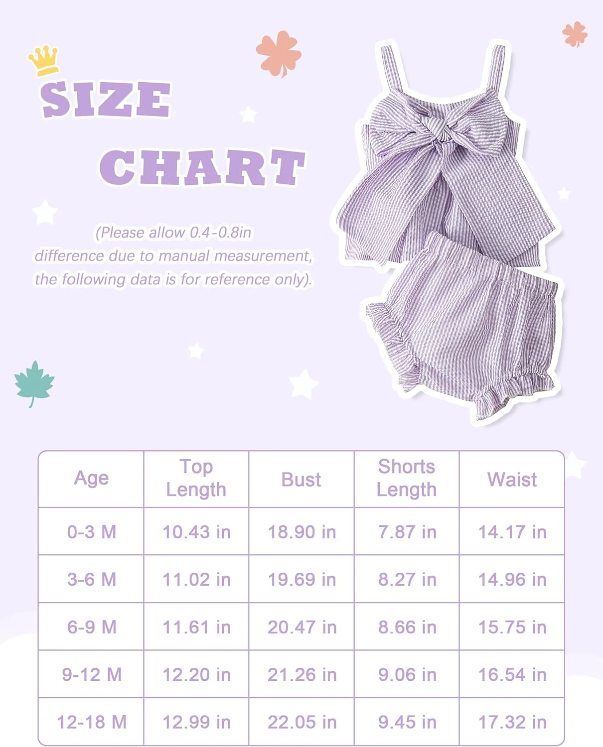 LYSINK ست لباس نوزادی دخترانه راه راه بدون آستین با تاپ رکابی پاپیونی و شورت، لباس تابستانی زیبا برای نوزاد دختر 0-18 ماه LYSINK ست لباس نوزادی دخترانه راه راه بدون آستین با تاپ رکابی پاپیونی و شورت، لباس تابستانی زیبا برای نوزاد دختر 0-18 ماه