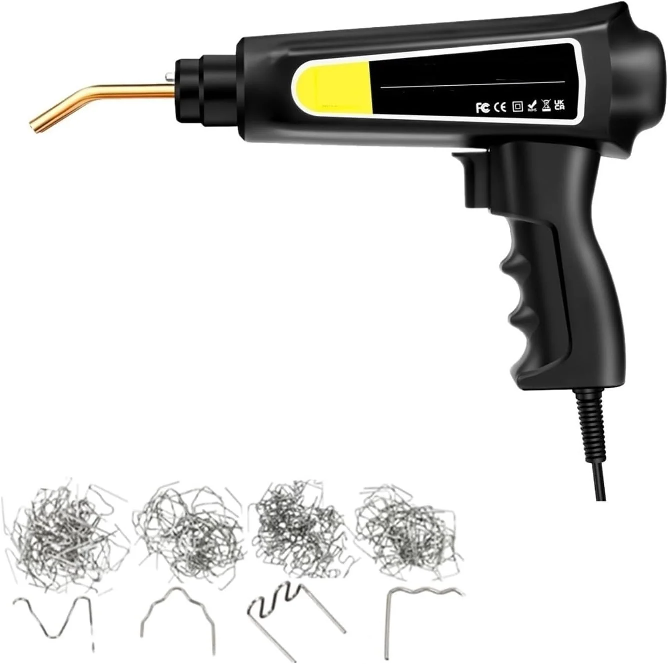 دستگاه جوش پلاستیک Gxyglsgysgjs، تفنگ حرارتی جوش پلاستیک، اتوی لحیم کاری سپر زرد، کیت ابزار تعمیر سپر، جوشکار پلاستیک منگنه داغ (زرد 400 عددی)