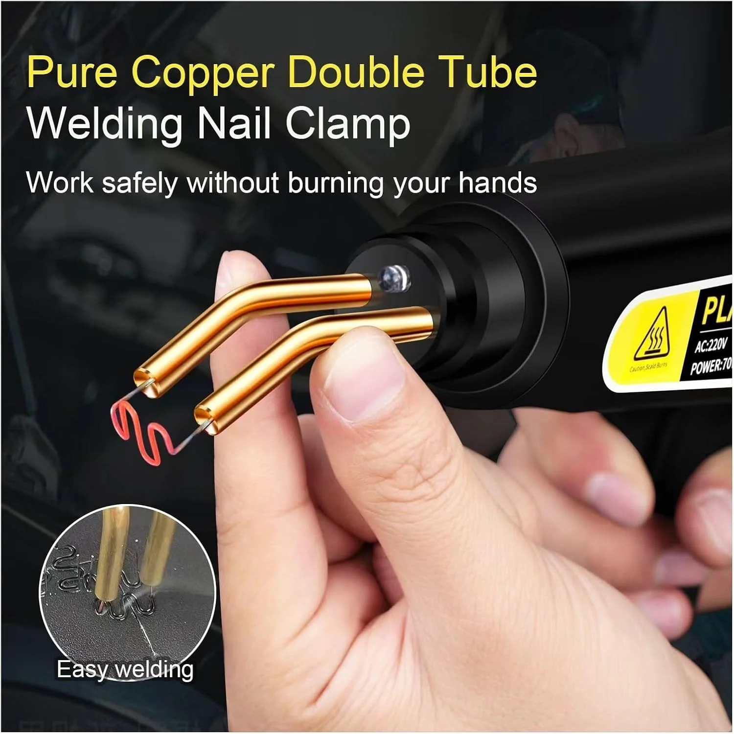 دستگاه جوش پلاستیک Gxyglsgysgjs، تفنگ حرارتی جوش پلاستیک، اتوی لحیم کاری سپر زرد، کیت ابزار تعمیر سپر، جوشکار پلاستیک منگنه داغ (زرد 400 عددی)