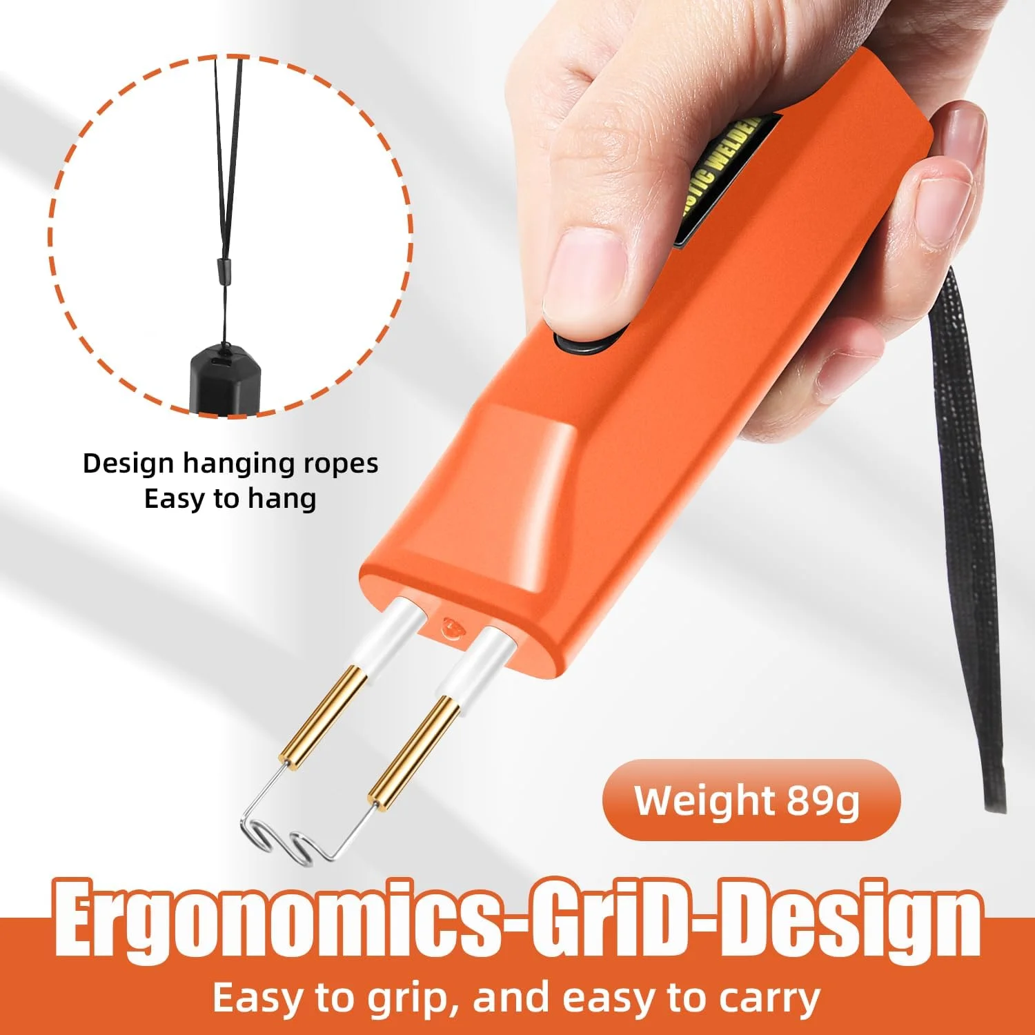 دستگاه جوش پلاستیک بی سیم Irovami، کیت جوشکاری پلاستیک دستی با 400 عدد منگنه، دستگاه جوشکاری مینی قابل حمل برای تعمیر ترک پلاستیک سپر خودرو، نارنجی