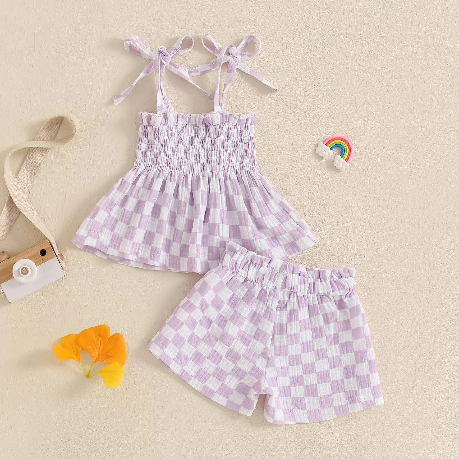 لباس تابستانی دخترانه نوزادی Lamuusaa، تاپ رکابی بدون آستین، شورت کتان طرح شطرنجی، سایز 6 ماه تا 3 سال لباس تابستانی دخترانه نوزادی Lamuusaa، تاپ رکابی بدون آستین، شورت کتان طرح شطرنجی، سایز 6 ماه تا 3 سال