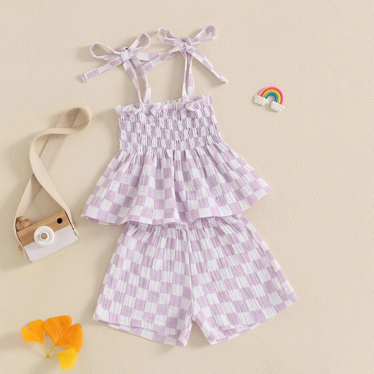 لباس تابستانی دخترانه نوزادی Lamuusaa، تاپ رکابی بدون آستین، شورت کتان طرح شطرنجی، سایز 6 ماه تا 3 سال لباس تابستانی دخترانه نوزادی Lamuusaa، تاپ رکابی بدون آستین، شورت کتان طرح شطرنجی، سایز 6 ماه تا 3 سال