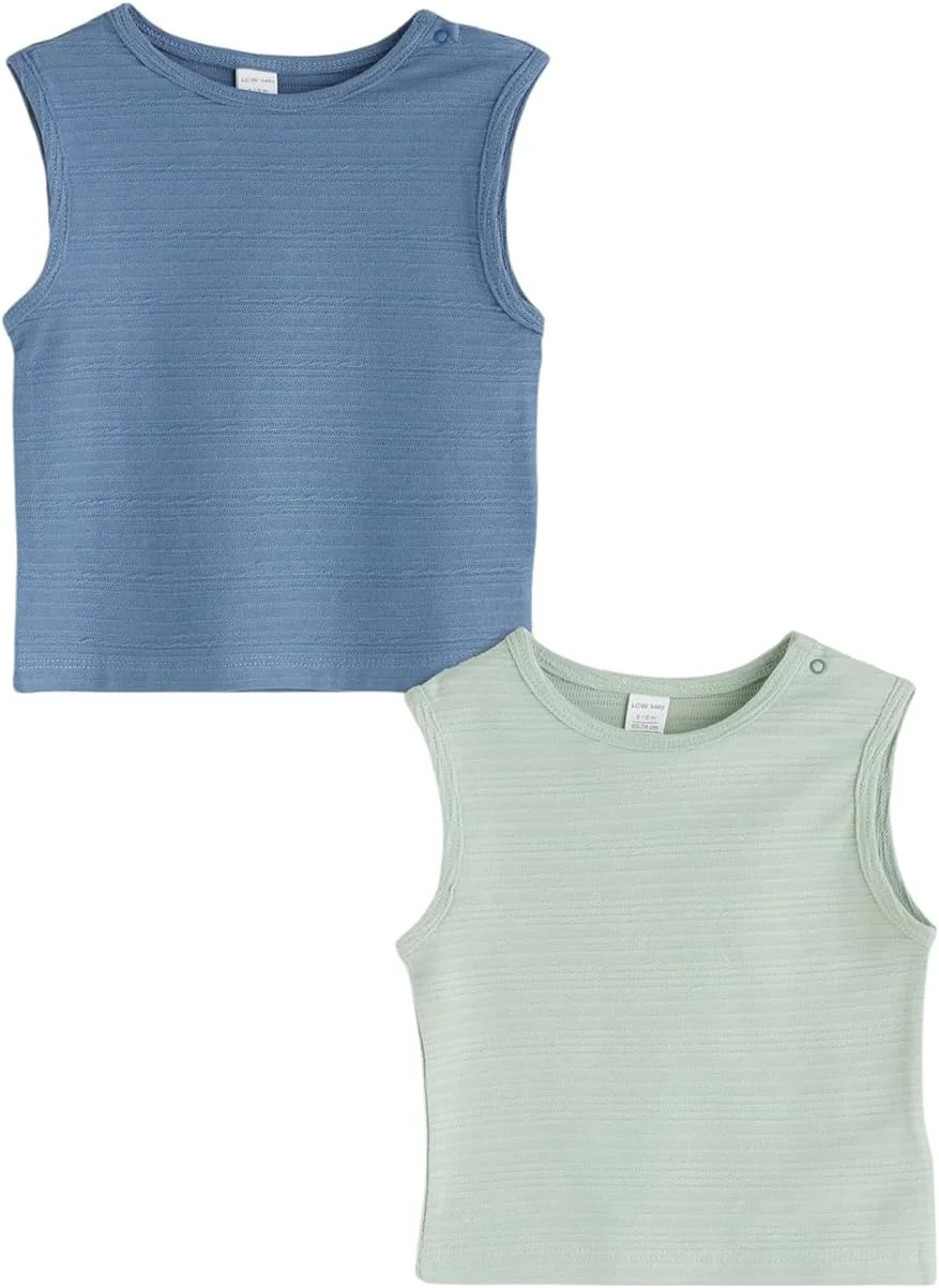 LC Waikiki بسته 2 عددی زیرپوش رکابی یقه گرد پسرانه LCW-S5RC05Z1-UCV