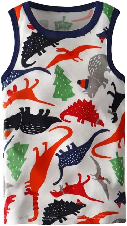 ست 3 عددی تاپ های تانک تابستانی پسرانه و دخترانه LeeXiang، زیرپوش های طرح کارتونی (رنگ دایناسور، 6 سال) ست 3 عددی تاپ های تانک تابستانی پسرانه و دخترانه LeeXiang، زیرپوش های طرح کارتونی (رنگ دایناسور، 6 سال)