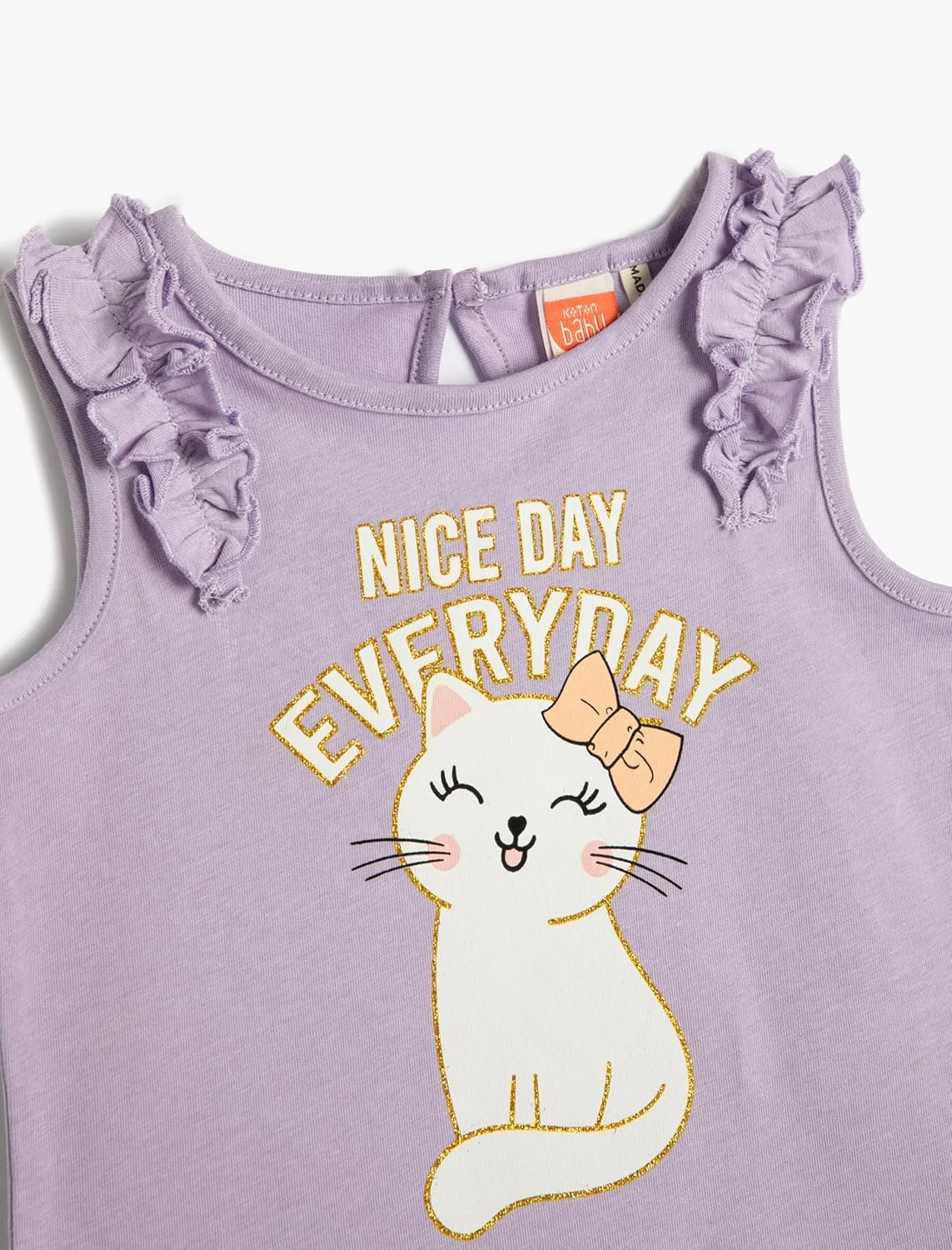 تاپ رکابی دخترانه Koton یقه گرد پنبه ای طرح گربه تاپ رکابی دخترانه Koton یقه گرد پنبه ای طرح گربه