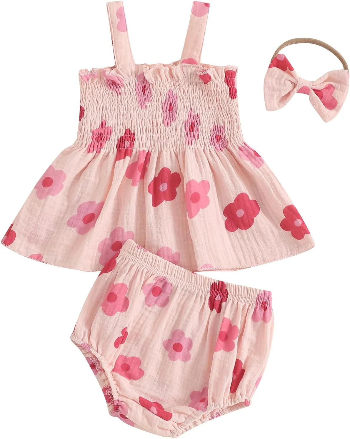 ست لباس 3 تکه تابستانی نوزاد دختر Kayotuas شامل تاپ رکابی بدون آستین یقه هالتر طرح گل، شورت چین دار و هدبند پاپیونی زیبا (گلدار رترو صورتی، 18-24 ماهگی)، گلدار رترو صورتی، 18-24 ماهگی ست لباس 3 تکه تابستانی نوزاد دختر Kayotuas شامل تاپ رکابی بدون آستین یقه هالتر طرح گل، شورت چین دار و هدبند پاپیونی زیبا (گلدار رترو صورتی، 18-24 ماهگی)، گلدار رترو صورتی، 18-24 ماهگی