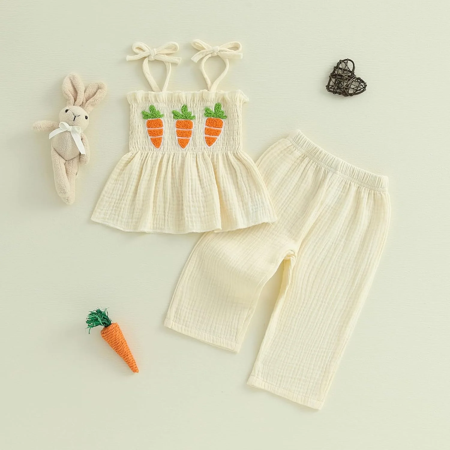 لباس کریسمس دخترانه Kuriozud - تاپ بندی و شلوار لینن، لباس بچه گانه دخترانه برای کریسمس لباس کریسمس دخترانه Kuriozud - تاپ بندی و شلوار لینن، لباس بچه گانه دخترانه برای کریسمس