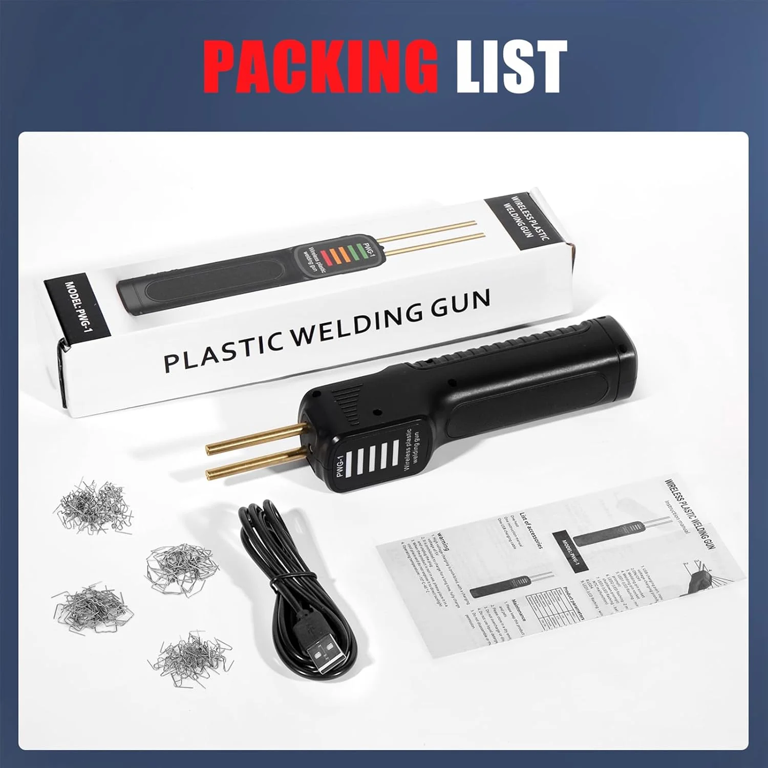 دستگاه جوش پلاستیک شارژی HELEMIY، دستگاه جوشکاری سپر خودرو با باتری 2600mAh، منگنه داغ، دستگاه جوش پلاستیک USB با 200 عدد پین جوش