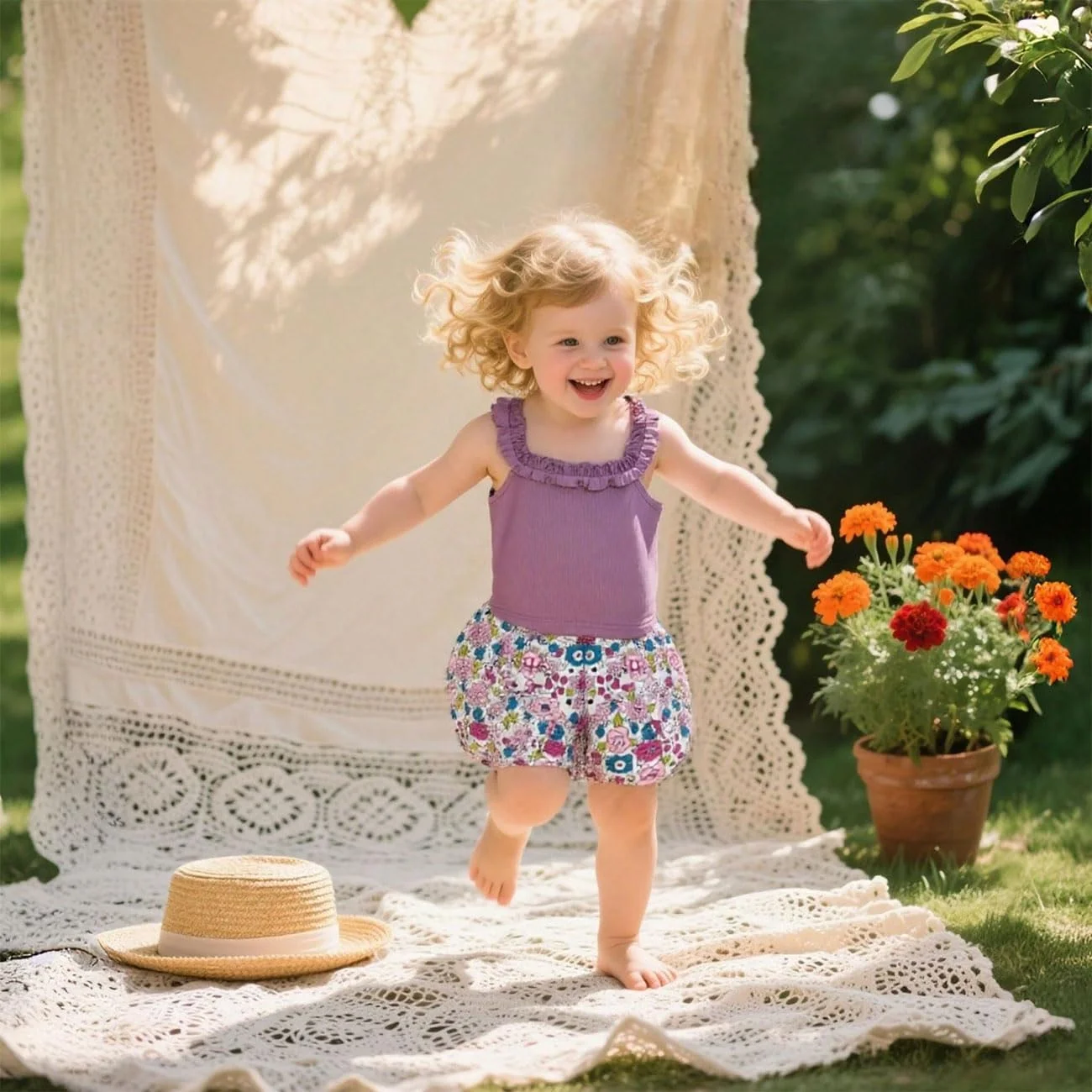 ست تاپ رکابی نوزادی دخترانه HEOXIN + شورت گلدار فانوسی، تاپ بدون آستین چین دار نوزاد، شلوار طرح گل با کمر کشی برای عکاسی 6 ماهه تا 3 ساله، بنفش ست تاپ رکابی نوزادی دخترانه HEOXIN + شورت گلدار فانوسی، تاپ بدون آستین چین دار نوزاد، شلوار طرح گل با کمر کشی برای عکاسی 6 ماهه تا 3 ساله، بنفش