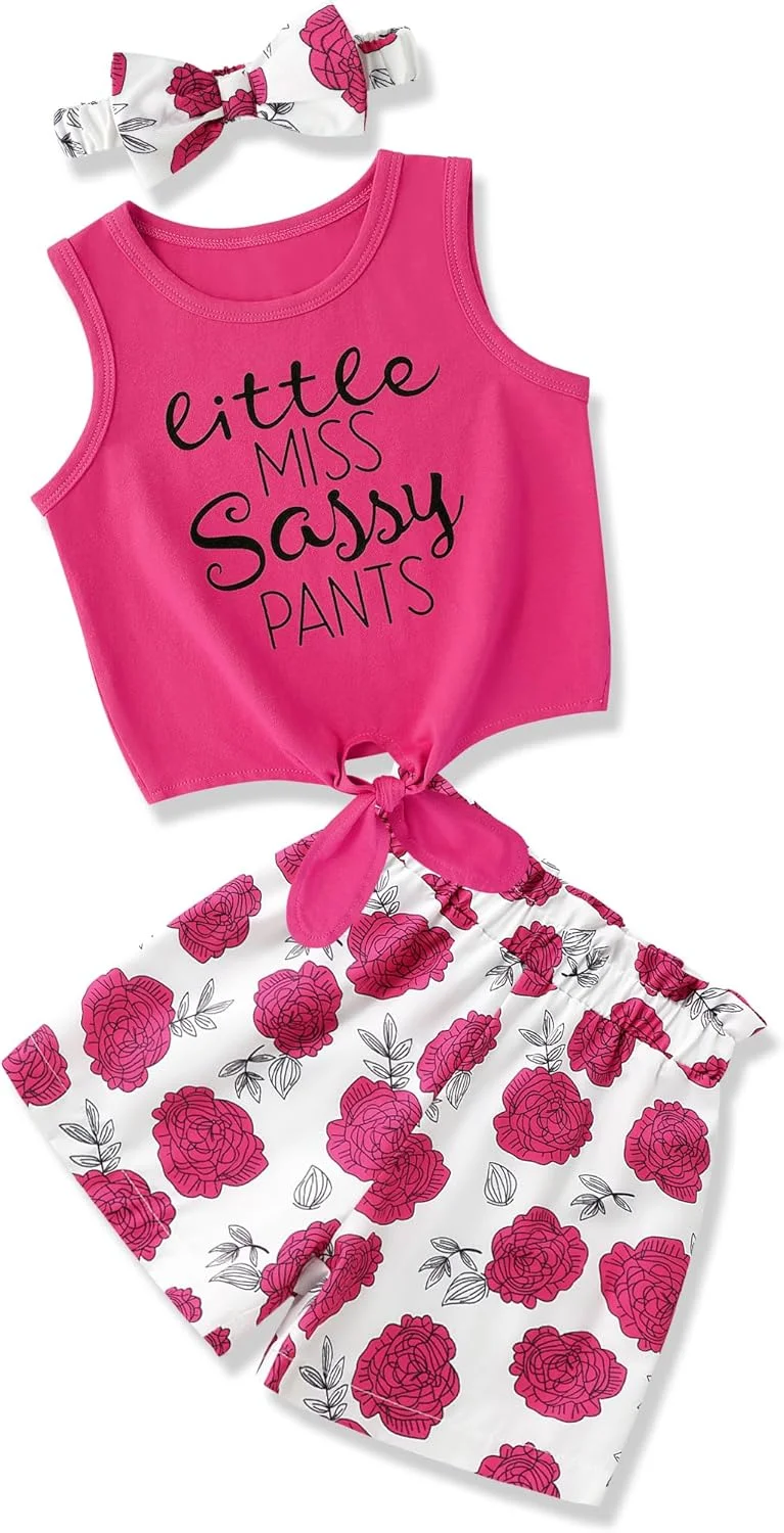 ست لباس دخترانه نوپا Hipea، شامل تاپ گلدار، شورت و هدبند، مناسب فصل تابستان ست لباس دخترانه نوپا Hipea، شامل تاپ گلدار، شورت و هدبند، مناسب فصل تابستان