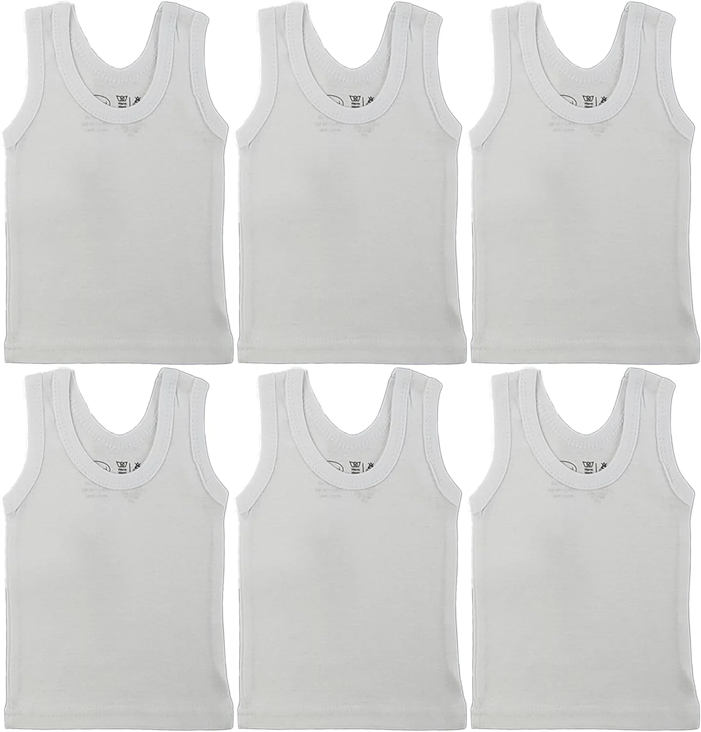 ست 6 تایی تاپ بدون آستین نوزادی 100% پنبه، تی شرت آستین کوتاه 0-24 ماهه پسرانه، دخترانه، унисекс