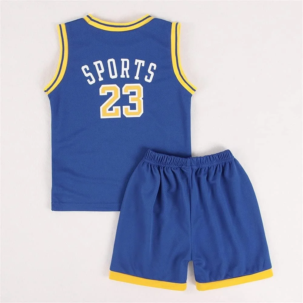 ست لباس بسکتبال بچه گانه GLIGLITTR، تاپ رکابی حروف دار + شورت ورزشی، لباس تابستانی پسرانه و دخترانه