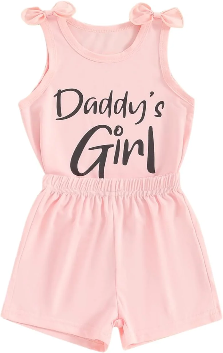 لباس تابستانی دخترانه Fernvia برای کودکان نوپا، ست تاپ بدون آستین و شورت، سایزهای 2T 3T 4T 5T 6T 7T، ست 2 تکه