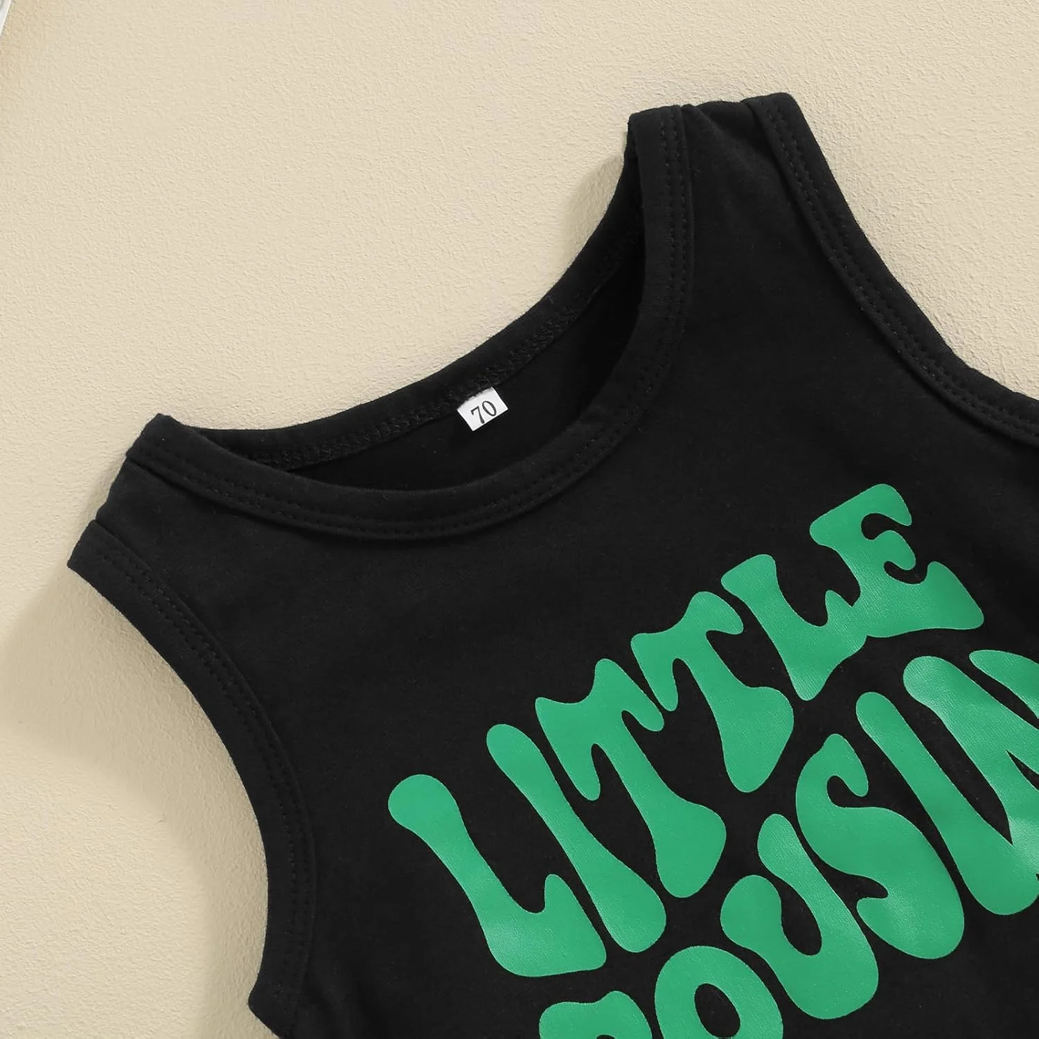 FYBITBO ست لباس تابستانی پسرانه 2 تکه، تاپ بدون آستین با طرح حروف بامزه + شورت طرح نخل