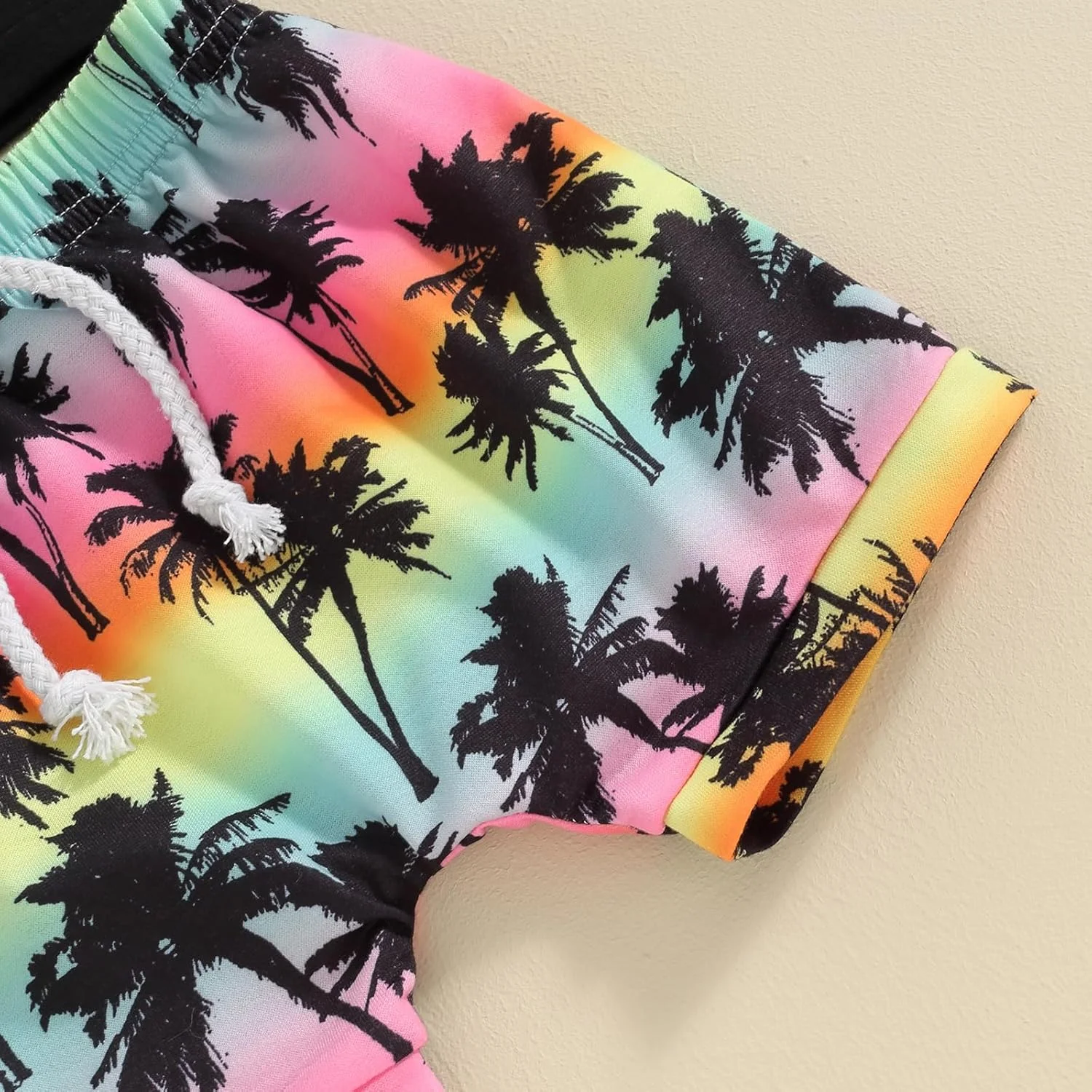 FYBITBO ست لباس تابستانی پسرانه 2 تکه، تاپ بدون آستین با طرح حروف بامزه + شورت طرح نخل