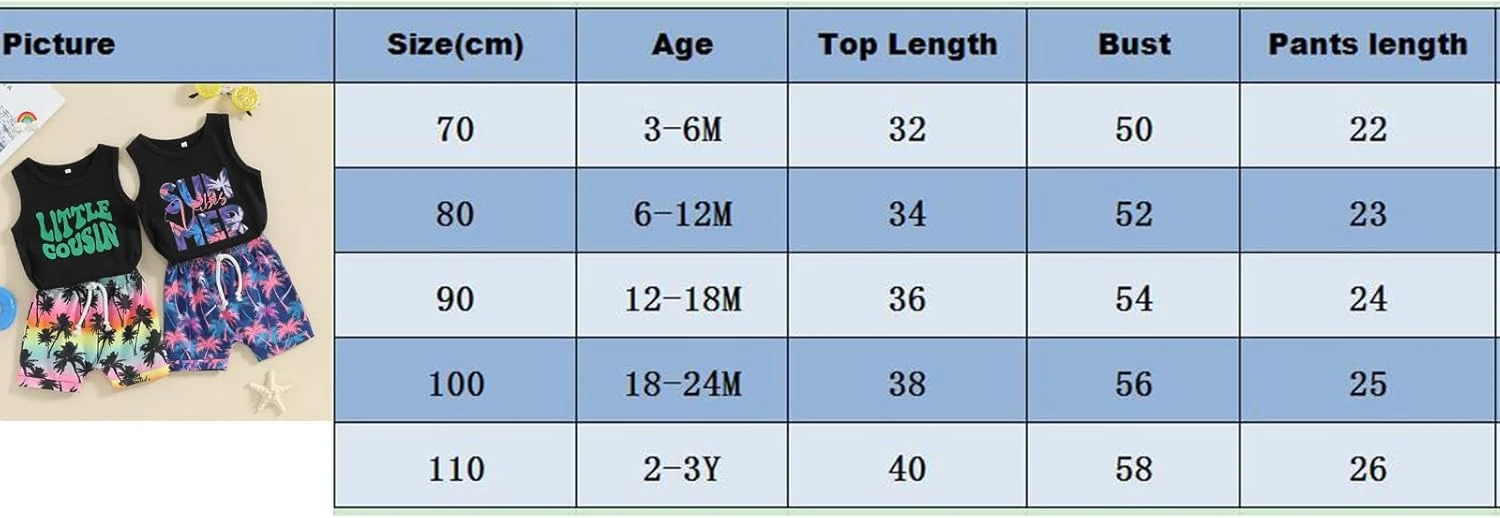 FYBITBO ست لباس تابستانی پسرانه 2 تکه، تاپ بدون آستین با طرح حروف بامزه + شورت طرح نخل