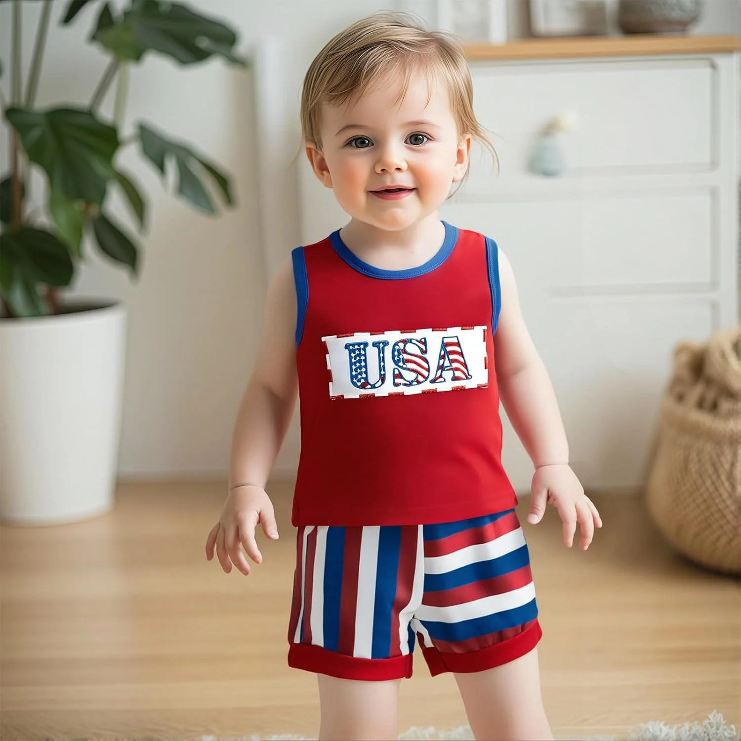 لباس تابستانی پسرانه Gaono برای روز استقلال، تاپ بدون آستین و شورت، ست لباس اولین جشن چهارم جولای لباس تابستانی پسرانه Gaono برای روز استقلال، تاپ بدون آستین و شورت، ست لباس اولین جشن چهارم جولای